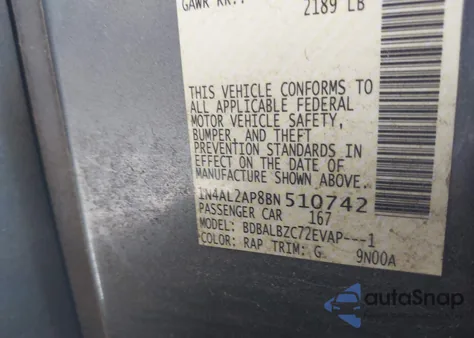 2011 Nissan Altima 2.5 S z USA, uszkodzony, nr VIN 1N4AL2AP8BN510742